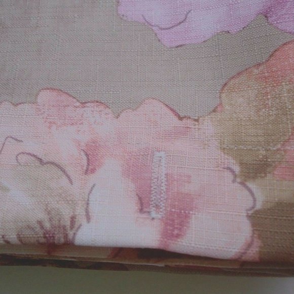 NEW Floral Shower Curtain Set with Roller Ball Beaded Rings Beige Floral Cottage - Picture 5 of 6